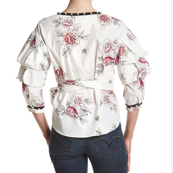 Relativity Faux Pearl Detail Floral Pattern Tie - Picture 2 of 4